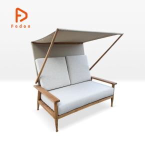 Wooden Teak Patio Sofa Bed with Canopy